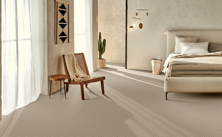 light carpet in bedroom area